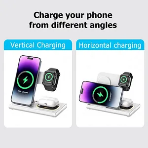 JEDI Portable Charging Stand 15W Fast Universal Multi-Function A80 Qi 4-In-1 Table 3 In 1 Foldable Wireless Charger