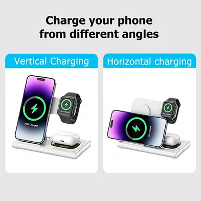 JEDI Portable Charging Stand 15W Fast Universal Multi-Function A80 Qi 4-In-1 Table 3 In 1 Foldable Wireless Charger