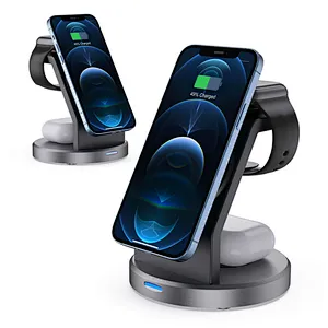 3 in 1 Wireless Charging Station Compatible  Fast Magnetic Wireless Charging Stand for Apple