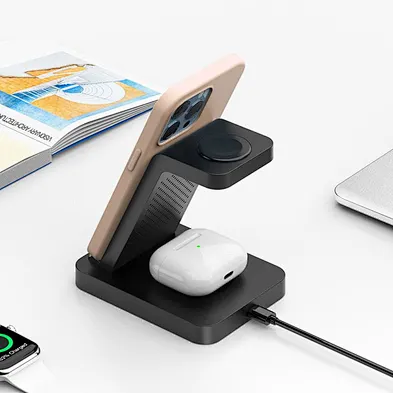 JEDI 3 in 1 15w Fast Charge Wireless Charger Stand holder QI Wireless Charging Multifuncion Station for Phone Watch Earbuds