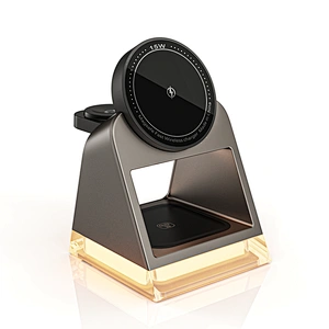 High Quality Portable 3-In-1 Desktop Universal Magnetic 15W Fast Charging Dock Station With Led Lamp For Watch Wireless Charger