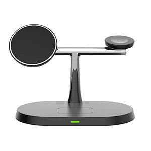 15W Magnetic 3 in 1  Wireless Charger Stand For Mobile phone for Smart Watch Fast Charging Dock Station