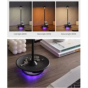 2024 metal material Usb Charging Led Desk Lamp With Alarm Clock Rechargeable