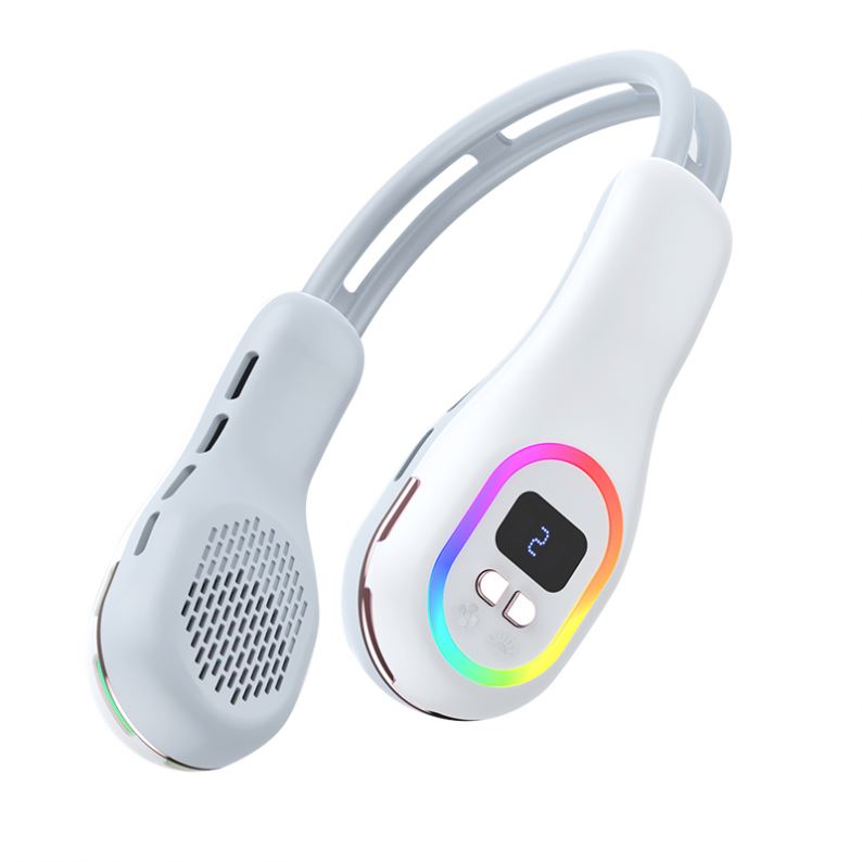 HOT SALE 2024 trending new product rgb multifunction neck fan portable  with led display