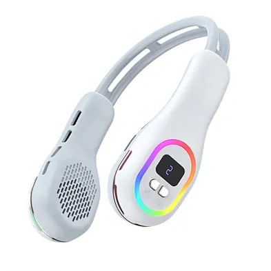 HOT SALE 2024 trending new product rgb multifunction neck fan portable  with led display