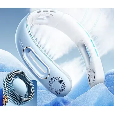 Factory Wholesale Fashion Design Summer Neck Bladeless Rechargeable Long Battery Life Cooling Neck Fan Personal  Low Noise Fan