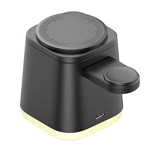 Wholesale Cube Shape Time Display 5 in 1 Magnetic Suction Wireless Charger With Led Light H57