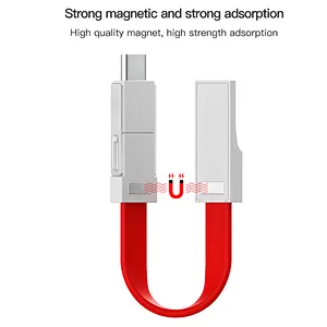 Portable Mini 3A Fast 4 in 1 Magnetic Keychain USB Charge Cable Type C with Charging And Data Function