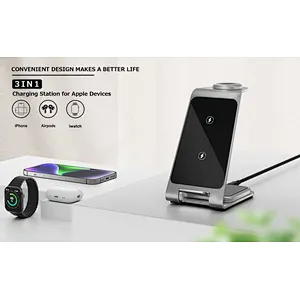 2024 aluminum alloy wireless charger 3 In 1 Charger Watch Qi For phoneStation 3In1 Desktop Wireless Charging Stand