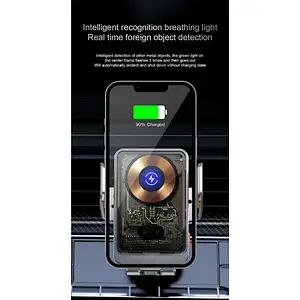 Magnetic  With Led For Transparent 15W Qi Magnetic Phone Holder Car Wireless Charger