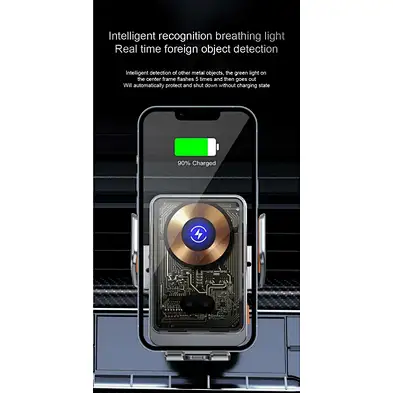 Magnetic  With Led For Transparent 15W Qi Magnetic Phone Holder Car Wireless Charger