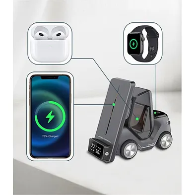 forklift shape design 5 In 1 Wireless charging Station for phone Magnetic Desktop 6 Car Shaped  Universal Mobile phone Charger