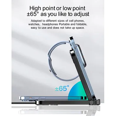 2024 aluminum alloy wireless charger high quality  Magnetic Fast 15W Portable Foldable 3 In 1 Wireless Charger