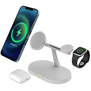 15W Magnetic 3 in 1  Wireless Charger Stand For Mobile phone for Smart Watch Fast Charging Dock Station
