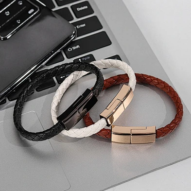 Type-C Chain Pu Braided Leather 22.5Cm Three Port Charging Data Cable