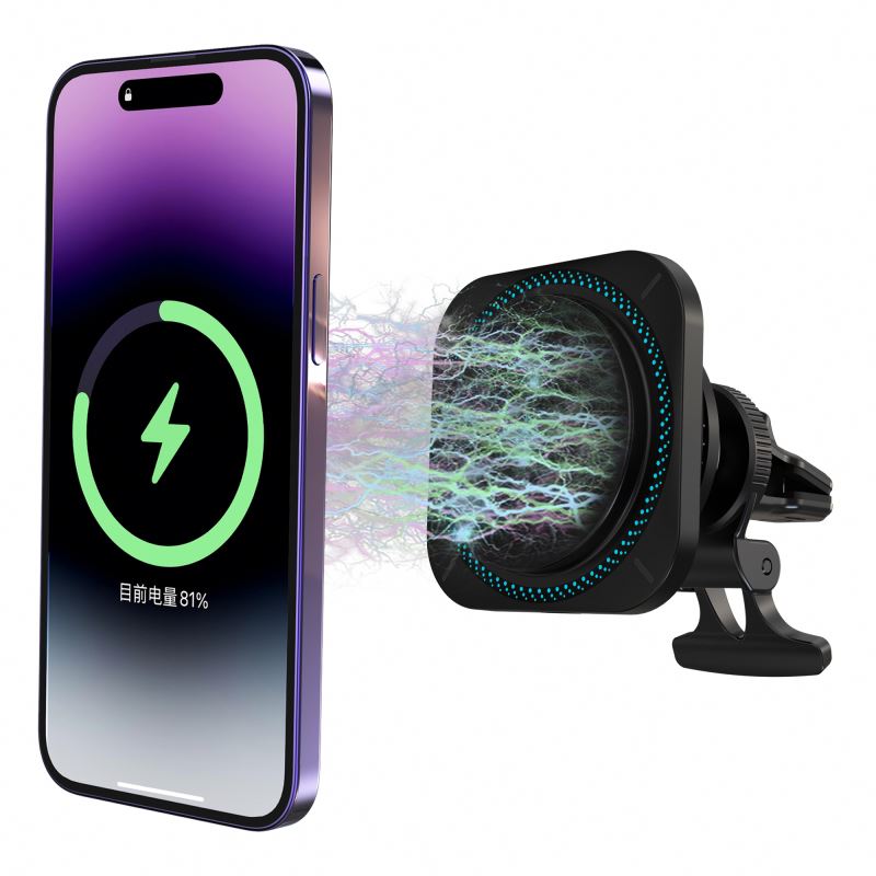 2024 best selling 15W Mount Adsorbable 2In1 Ice Cooling Unique Design Car Wireless Magnetic Charger Wireless charger