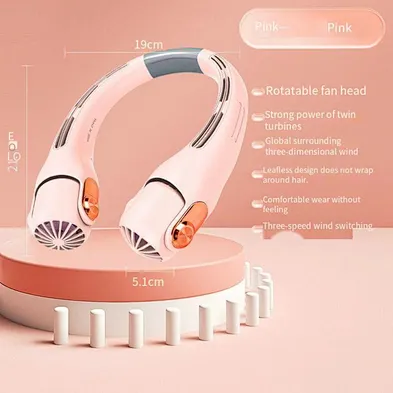 2024 Rotatable Neck Fan Outdoor Cordless Hanging Cooler Usb  rechargeability Portable Fan For Neck