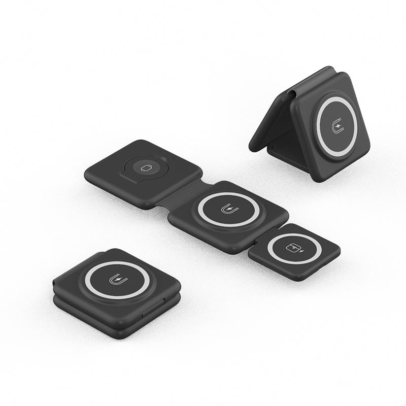 Desk Phone Chargeing Holder 15W Fast Charge 3in1 Portable 3 in 1 Wireless Charger Magnetic Foldable With Pocket Size