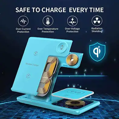 Foldable  Travel With Light White Color 4 In 1 Upgra  Wireless Charger