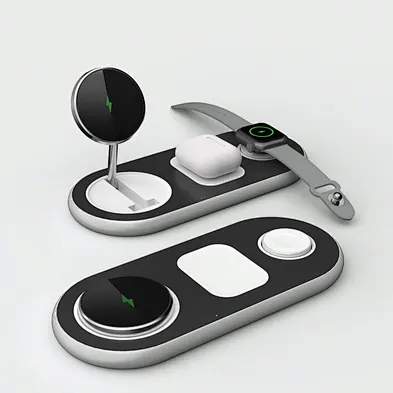 2024 multifunction wireless charger Qi Fast 15W Portable Foldable 3 In 1 Wireless Charger