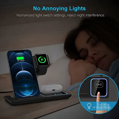 15W Fast Charger 3 in 1 Wireless Charging Station Dock for 13 12 11 Pro XS XR X SE 8 8 Plus  Watch