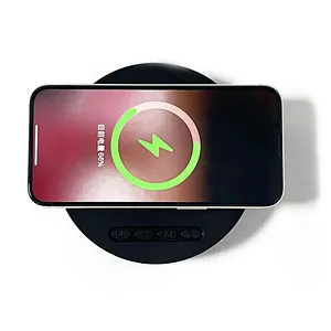 Charging Digital Alarm Clock Multifunctional Dock Station Led Display Wall Socket Usb Ports Ac Outlet Portable Wireless Charger