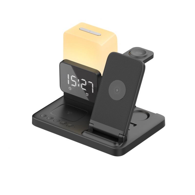 6 In 1 Wireless Charger Stand Alarm Clock With Charger