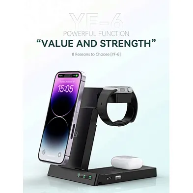 2024 customize logo 3 In 1 Fast Triple 15W Magnetic Foldable 3-In-1 Wireless Charger