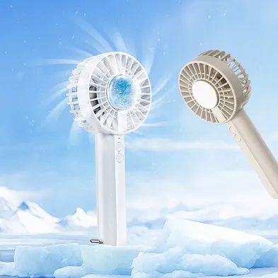 factory price 2024 New Fan Rechargeable 3 gear strong Wind air Cooling turbo Fan cold compress Portable Handheld Fan with buckle