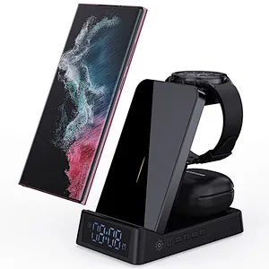 3 In 1 With Clock Light Magnetic 3 In 1 Portable 15W Fast Wireless Charger