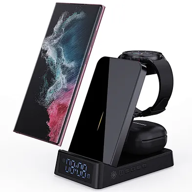 3 In 1 With Clock Light Magnetic 3 In 1 Portable 15W Fast Wireless Charger