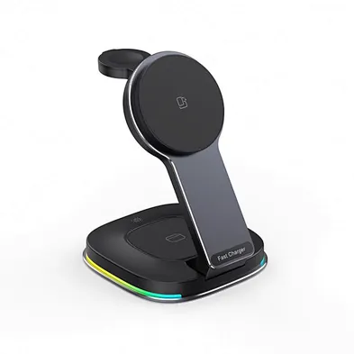 2024 best sale Magnetic Fast 15W 3 In 1 Foldable Wireless Charger with night light multifunction wireless charger