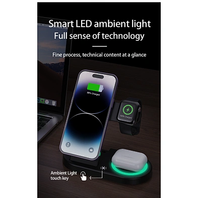 Magnetic Fast Charger 15W 3 In 1 Foldable Wireless Charging Charger With Logo Printing H148