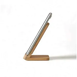 Wooden Double Headphone Stand With Wireless Phone Charger