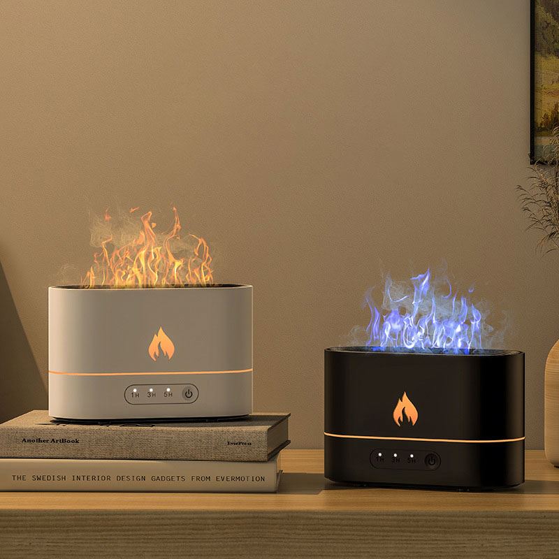 Hot Selling Oil Air Humidifier 250ml Simulation Blue Flame Lamp Ultrasonic Aroma Diffuser Warm Fire Effect Humidifier