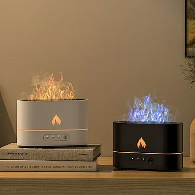 Hot Selling Oil Air Humidifier 250ml Simulation Blue Flame Lamp Ultrasonic Aroma Diffuser Warm Fire Effect Humidifier