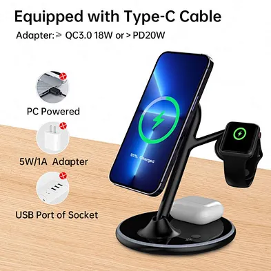 2023 New Phone 15W 3-In-1 Magnetic & 3 In 1 Charger Wireless Stand