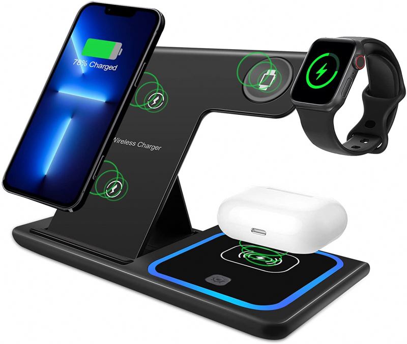 15W Fast Charger 3 in 1 Wireless Charging Station Dock for 13 12 11 Pro XS XR X SE 8 8 Plus  Watch