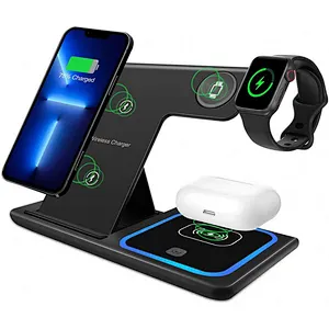 15W Fast Charger 3 in 1 Wireless Charging Station Dock for 13 12 11 Pro XS XR X SE 8 8 Plus  Watch