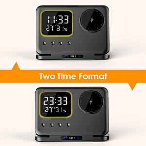 Factory Direct Sale 5 In 1 Humidity Temperature Display Time CLock Charger LED Wireless Station H23