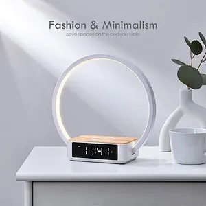 2024 HOT sale wireless charger bedroom Digital Desktop Night Smart Wireless Desk Alarm Clock Charger With Led Light