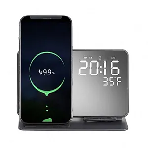 2024 new desgin wireless charger for phoneWireless Charger 4 In 1 With Digital Alarm Clock