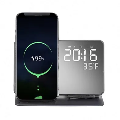 2024 new desgin wireless charger for phoneWireless Charger 4 In 1 With Digital Alarm Clock