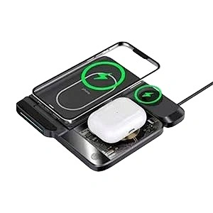 2024 aluminum alloy wireless charger high quality  Magnetic Fast 15W Portable Foldable 3 In 1 Wireless Charger