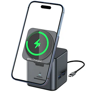 2024 multifunction 3 In 1 Foldable Magnetic Wireless Charger Cube wireless charger with data cable