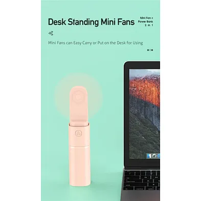 Portable Multifunction 2 In 1 Hand Usb Rechargeable Fan, Quiet Personal With Power Bank For Indoor, Outdoor And Travel Mini Fan