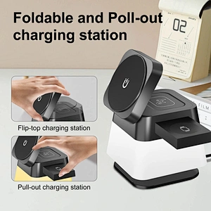 Factory Qi Charging Station Stand RGB Colorful Lamp Cube 3-1 Multi-functiion Magnetic Wireless Charger 2024