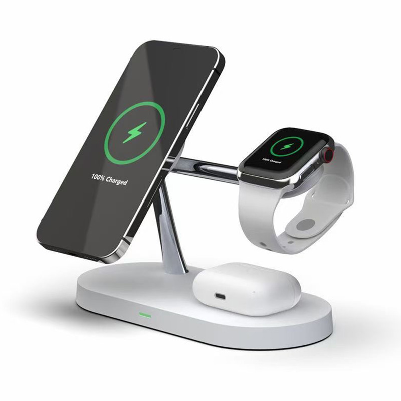 15W 3 in 1 Magnetic Wireless Charger Fast Charging Station with LED Lamp