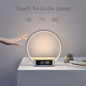 2024 HOT sale wireless charger bedroom Digital Desktop Night Smart Wireless Desk Alarm Clock Charger With Led Light