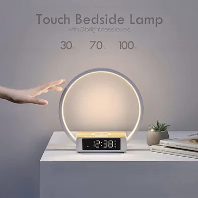 2024 HOT sale wireless charger bedroom Digital Desktop Night Smart Wireless Desk Alarm Clock Charger With Led Light